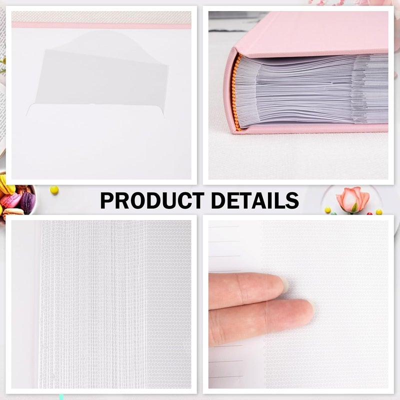 Aevdor Photo Album 8x10 100 Photos, 100 Pockets Picture Album, Linen Fabric Cover Picture Book for Photos with Writing Space, 8x10 Photo Album Book for Wedding Travel Family Memories（Pink） - Image 5